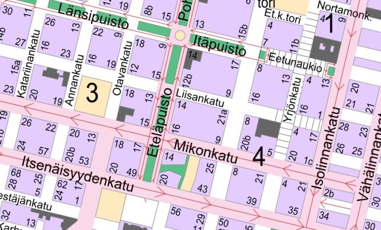 Karttakuva liikennevalojen tulopaikasta