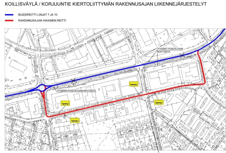Karttakuva Koilisväylän kiertotiestä