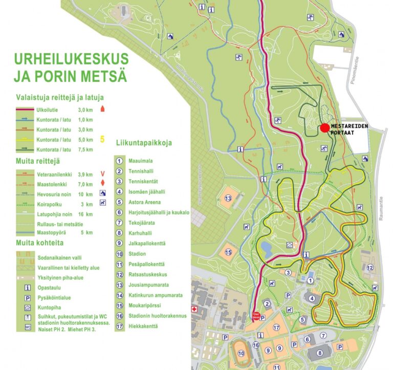 Mestareiden portaiden paikka Isomäen kartalla