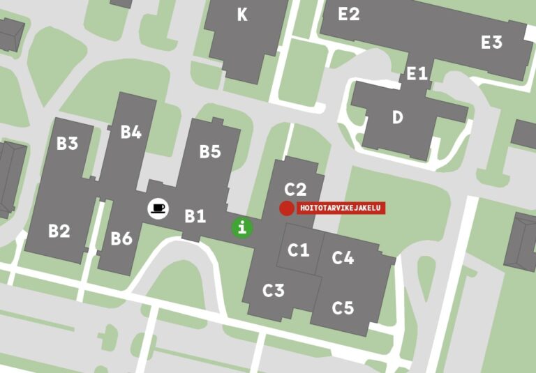 Hoitotarvikejakelun sijainti kartalla