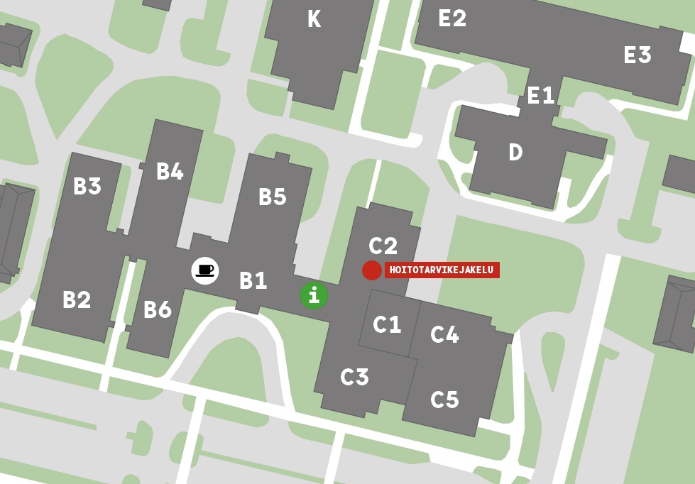 Hoitotarvikejakelun sijainti kartalla