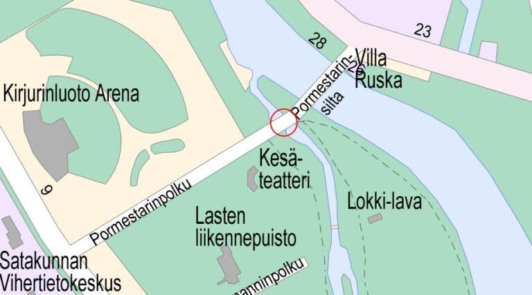 Karttakuva Arenan sillasta