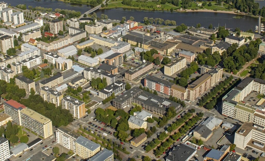 Ilmakuvaa Porin keskustasta