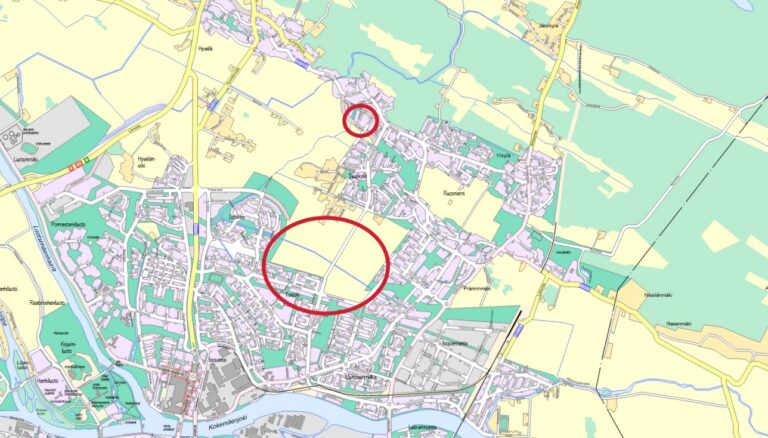 nähtävillä olevien alueiden sijainti kartalla