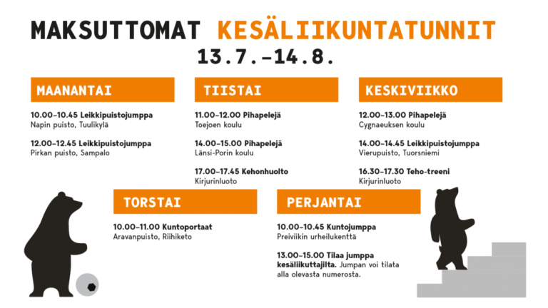 Kesäliikuntatuntien toinen lukujärjestys