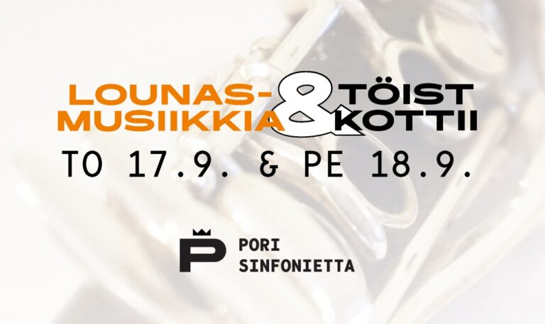 Pori Sinfoniettan Lounasmusiikkia- ja Töist kottii -konserttien kuvituskuva.