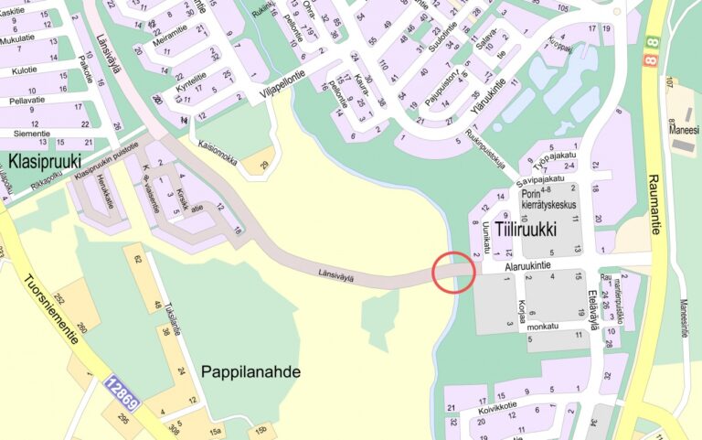Karttakuva työmaa-alueen sijainnista