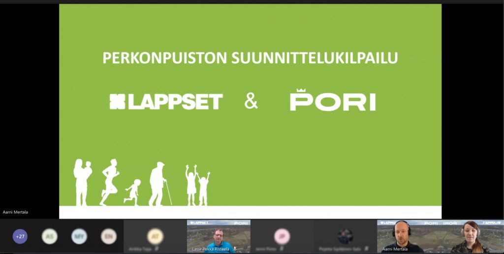 Kuva näytöstä palkintojenjaon web-tilaisuudesta