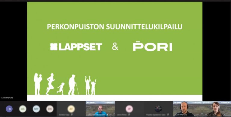 Kuva näytöstä palkintojenjaon web-tilaisuudesta