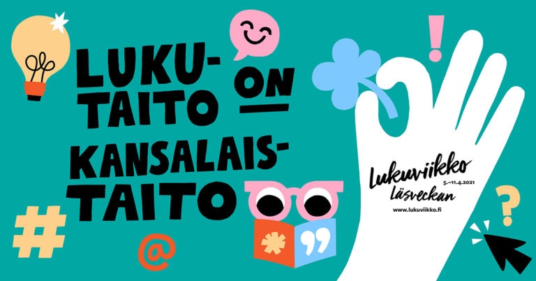Lukuviikon juliste: Lukutaito on kansalaistaito