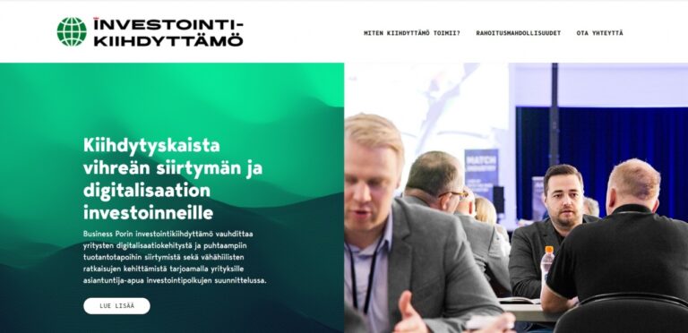 Kuvakaappaus Yrityskiihdyttämön www-sivuista.