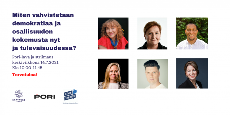 SuomiAreena 2021 keskustelun mainos aiheesta kuinka vahvistaa demokratiaa