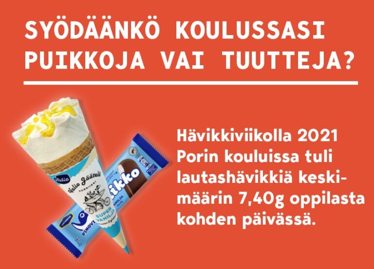 Hävikkiviikon tulokset uutiskuvassa tuutti ja puikko sekä teksti hävikkiviikon tuloksista