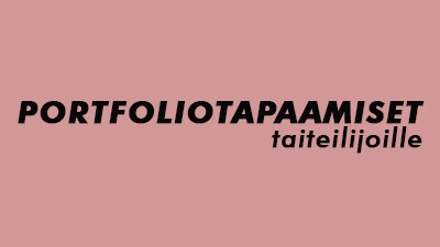 Portfoliotapaamiset taiteilijoille teksti väripohjalla