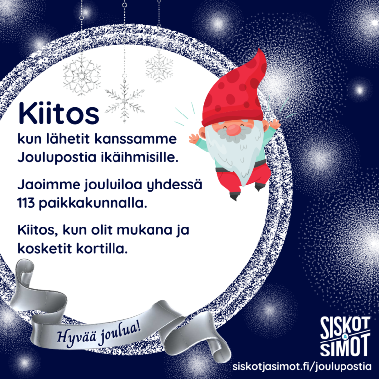 kiitos joulupostia kampanjaan osallistumisesta