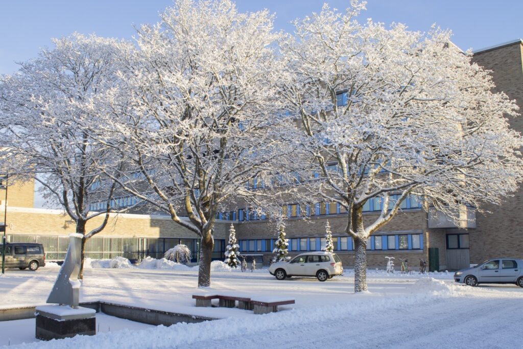 kuvassa talvinen sairaala
