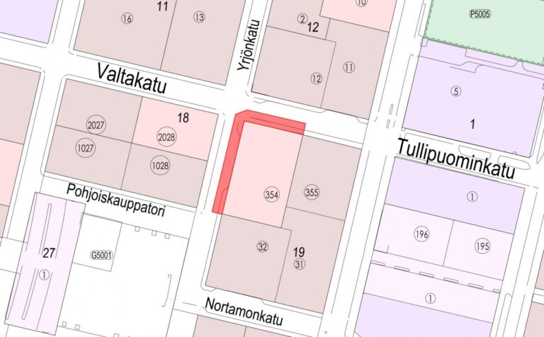 karttakuva Valtakadun suljettavasta kaistasta