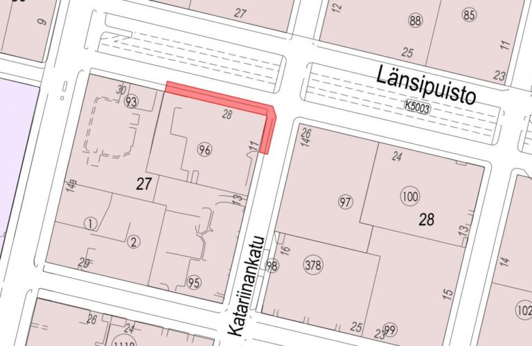 Karttakuva Länsipuiston julkisivutyömaasta