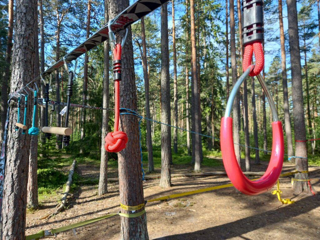 Kiipeilyrata aurinkoisessa metsässä