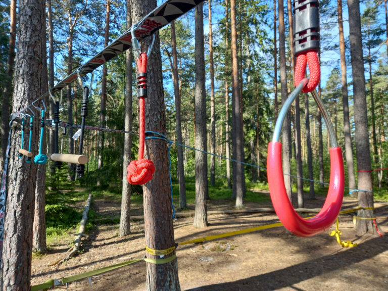 Kiipeilyrata aurinkoisessa metsässä