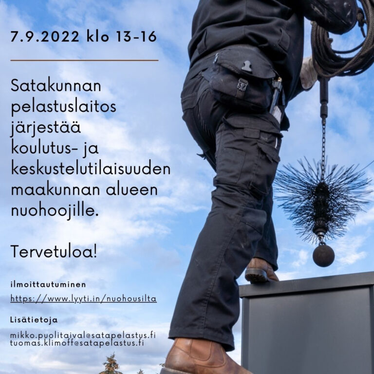 Nuohousillan mainoksen kuvituskuvana nuohooja.