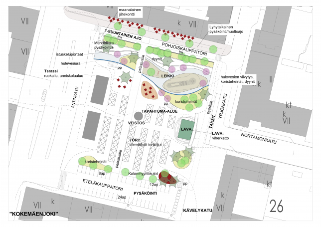 Kauppatorin yleissuunnitelmaluonnos, Kokemäenjoki, by Ramboll Finland Oy