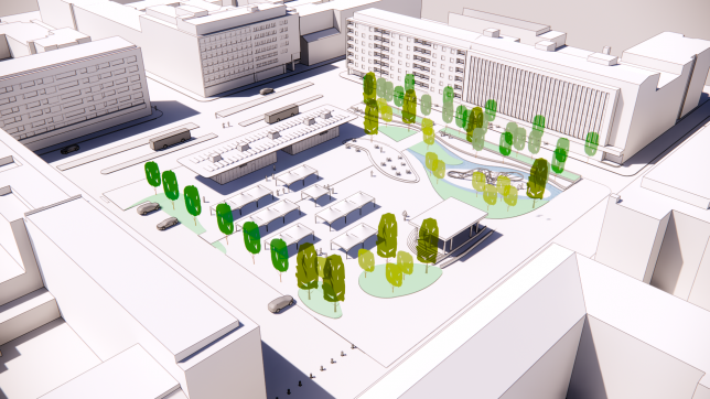 Kauppatorin yleissuunnitelmaluonnos, Kokemäenjoki, by Ramboll Finland Oy