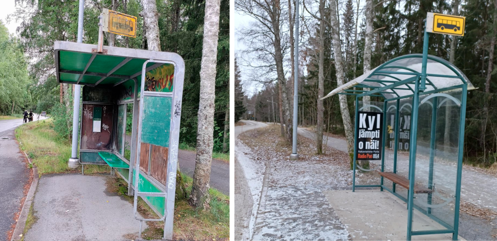 Pomontien korjattu bussikatos
