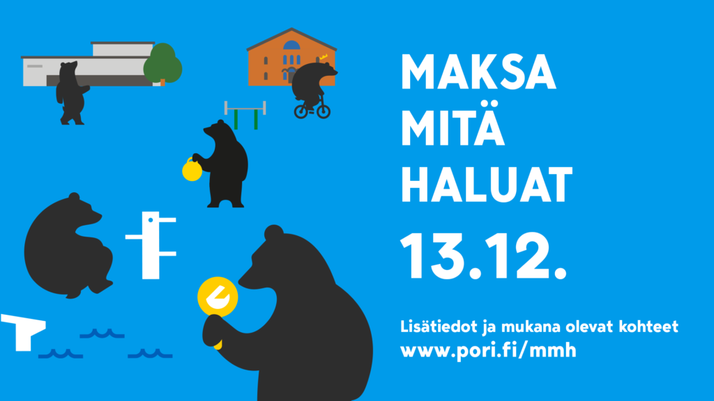 sinisellä taustalla kuvitettuja karhuja ja teksti maksa mitä hauat