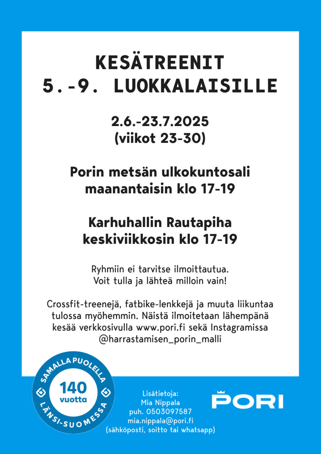 Kesätreenien 2025 juliste