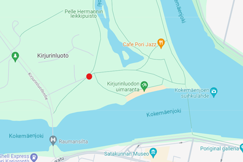 Karttakuvassa punaisella merkattu kohtaamispaikka