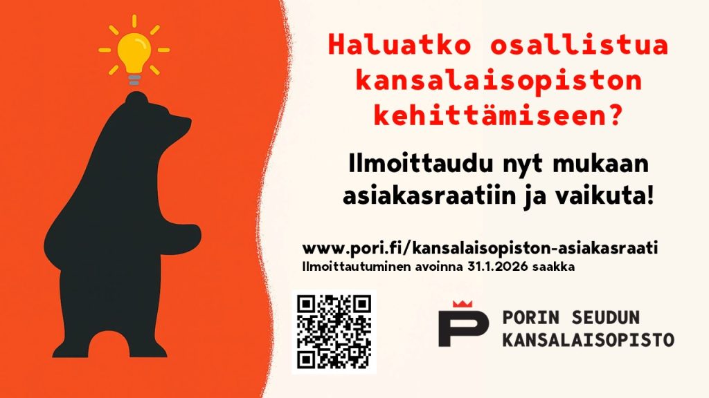 Kansalaisopiston asiakasraadin mainos
