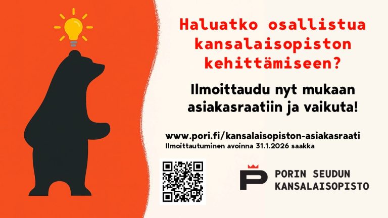 Kansalaisopiston asiakasraadin mainos
