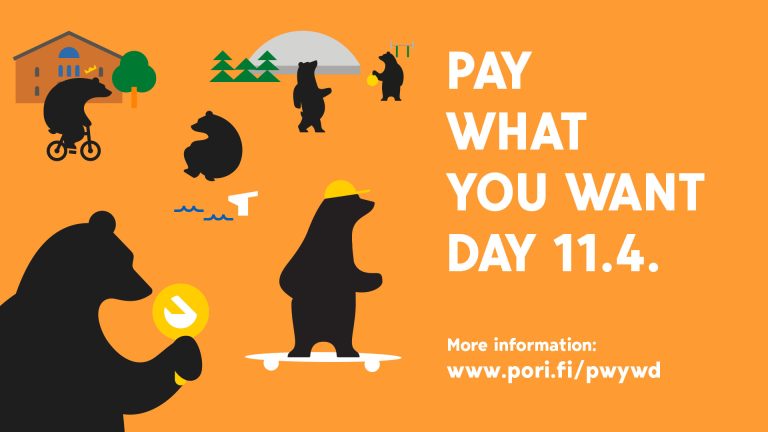 Pori bear characters on an orange background